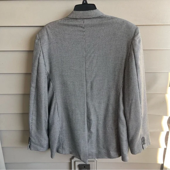 Loro Piana John W Nordstrom 100% Cashmere Sport Coat 46L Black White Houndstooth - Picture 2 of 11